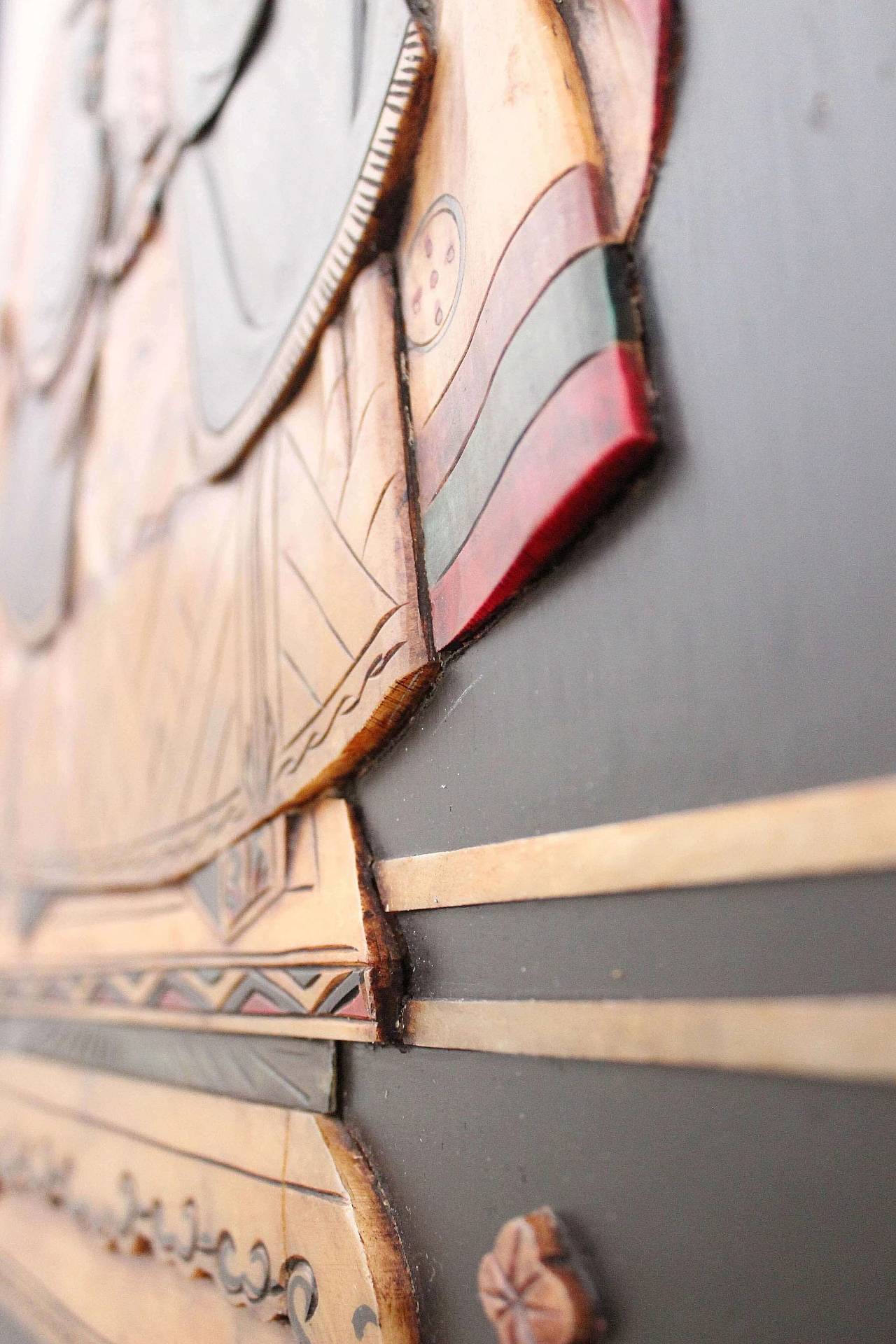 Emperor carved wooden panel, 1950s 1480239