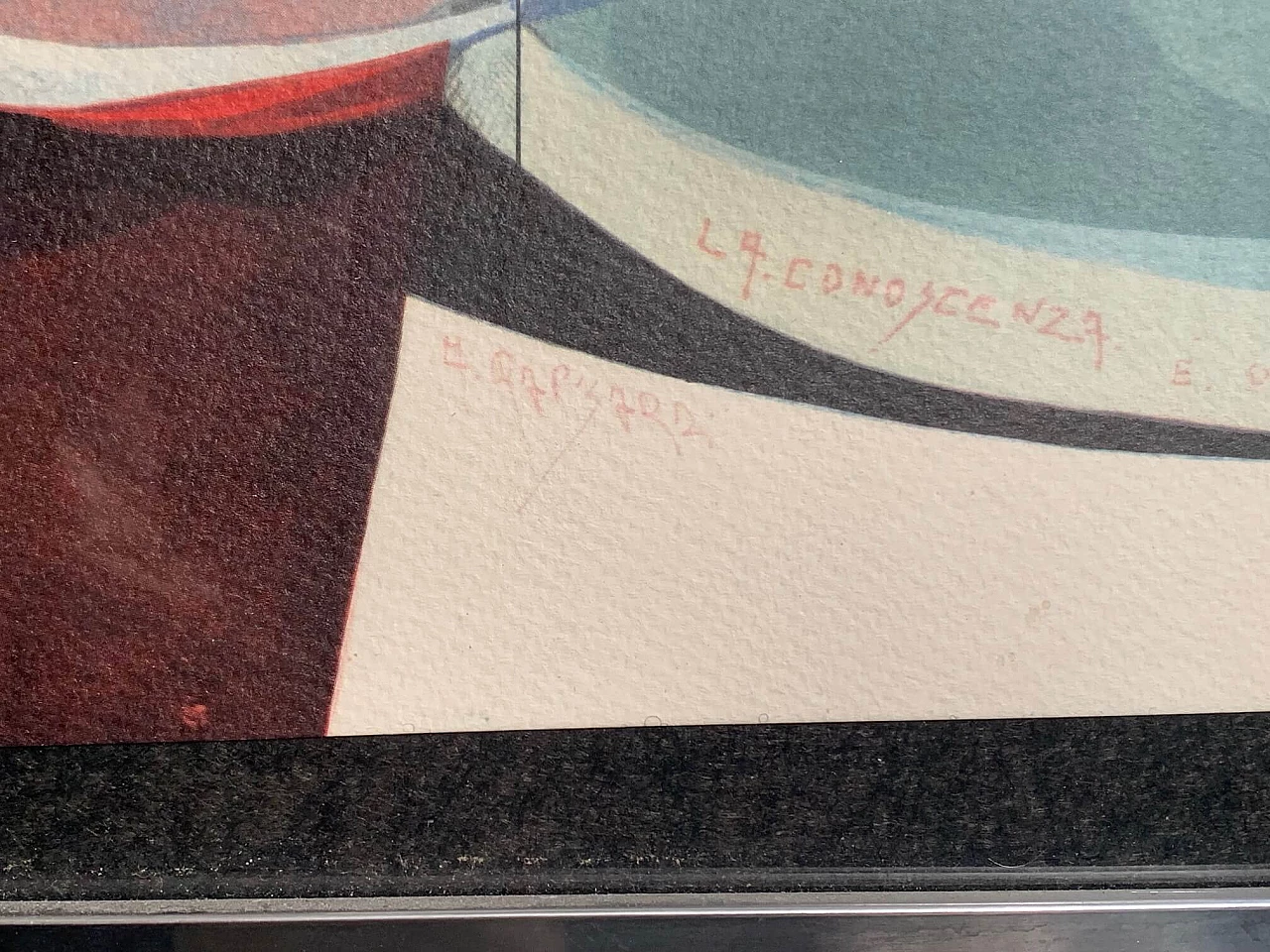 Carboncino e acquerello Conoscenza e potere di Alfio Rapisard, anni '60 1480250