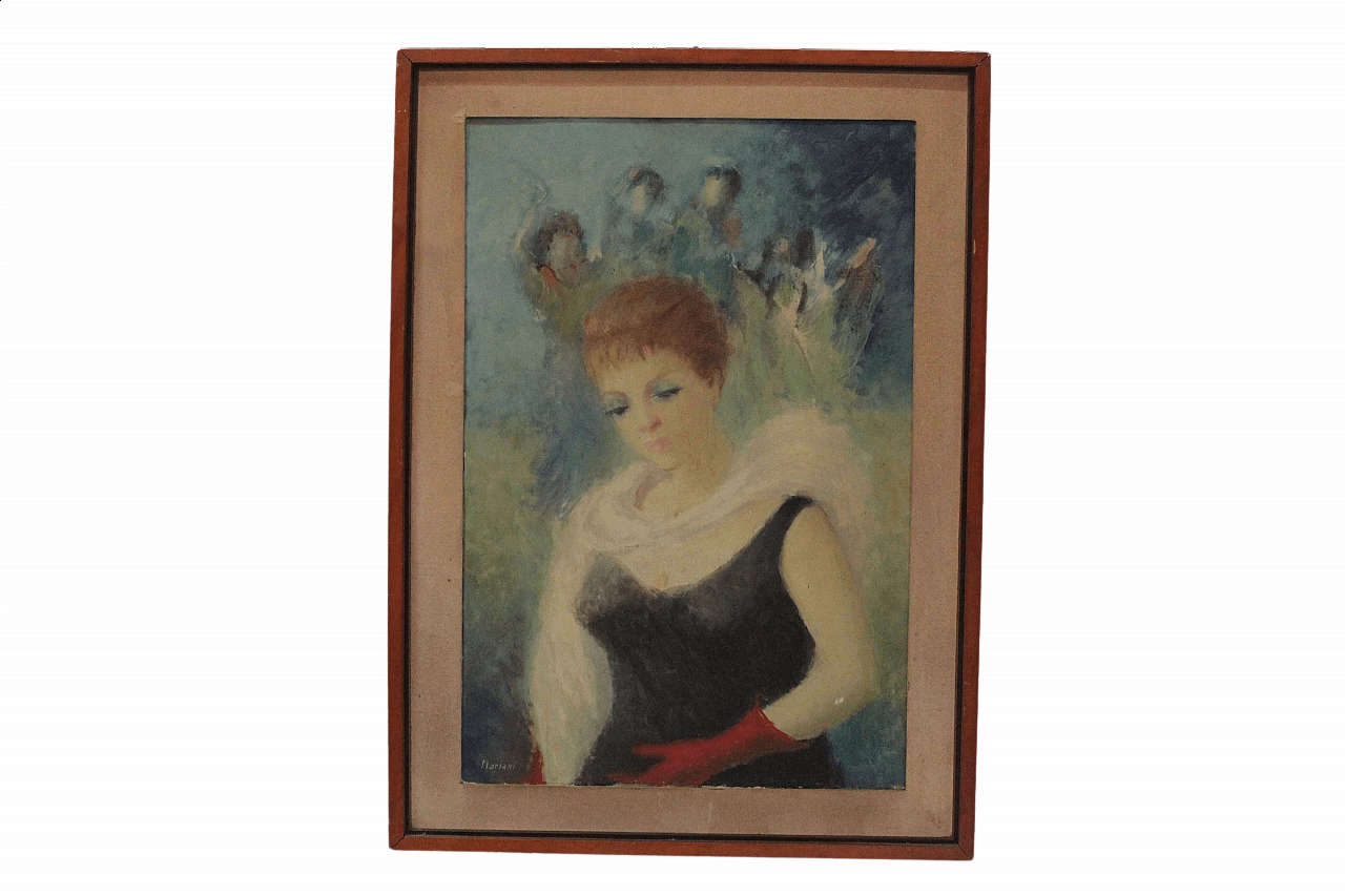 Olio su tela Ritratto di donna di Mirko Mariani, anni '70 1480475