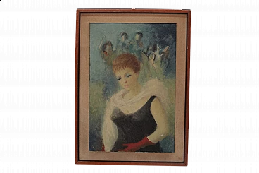Olio su tela Ritratto di donna di Mirko Mariani, anni '70