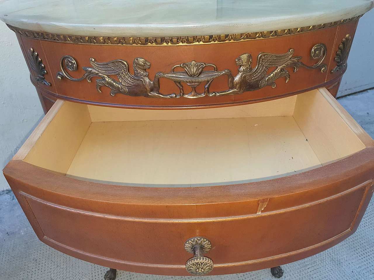 Pair of bedside tables with oval marble top, 1960s 1480544