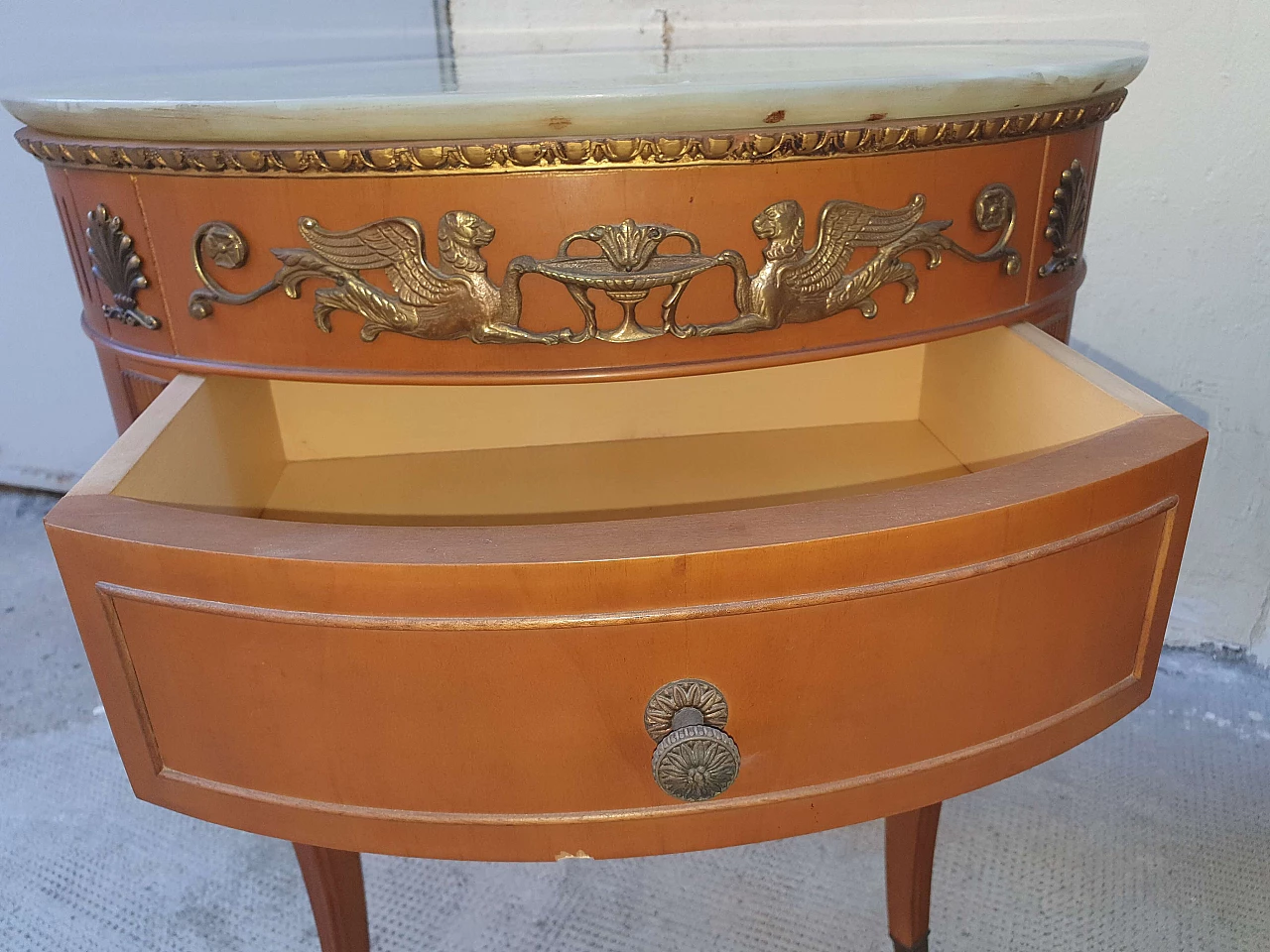 Pair of bedside tables with oval marble top, 1960s 1480545