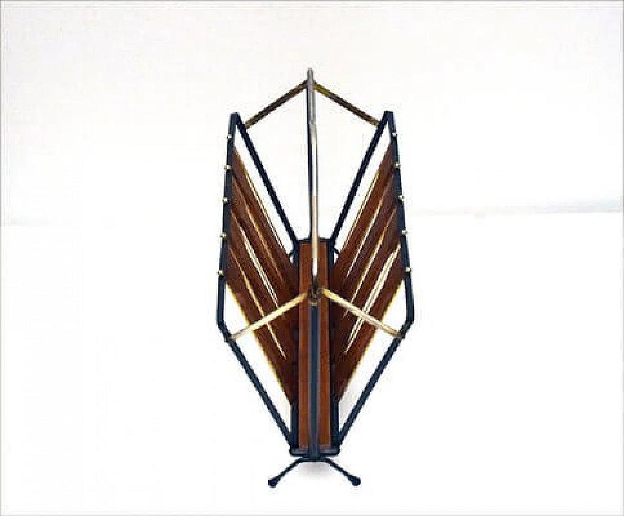 Teak and brass folding magazine rack, 1950s 1480566