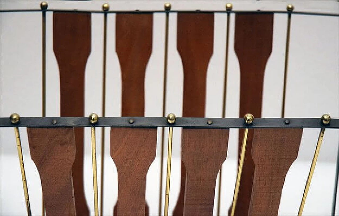 Teak and brass folding magazine rack, 1950s 1480570