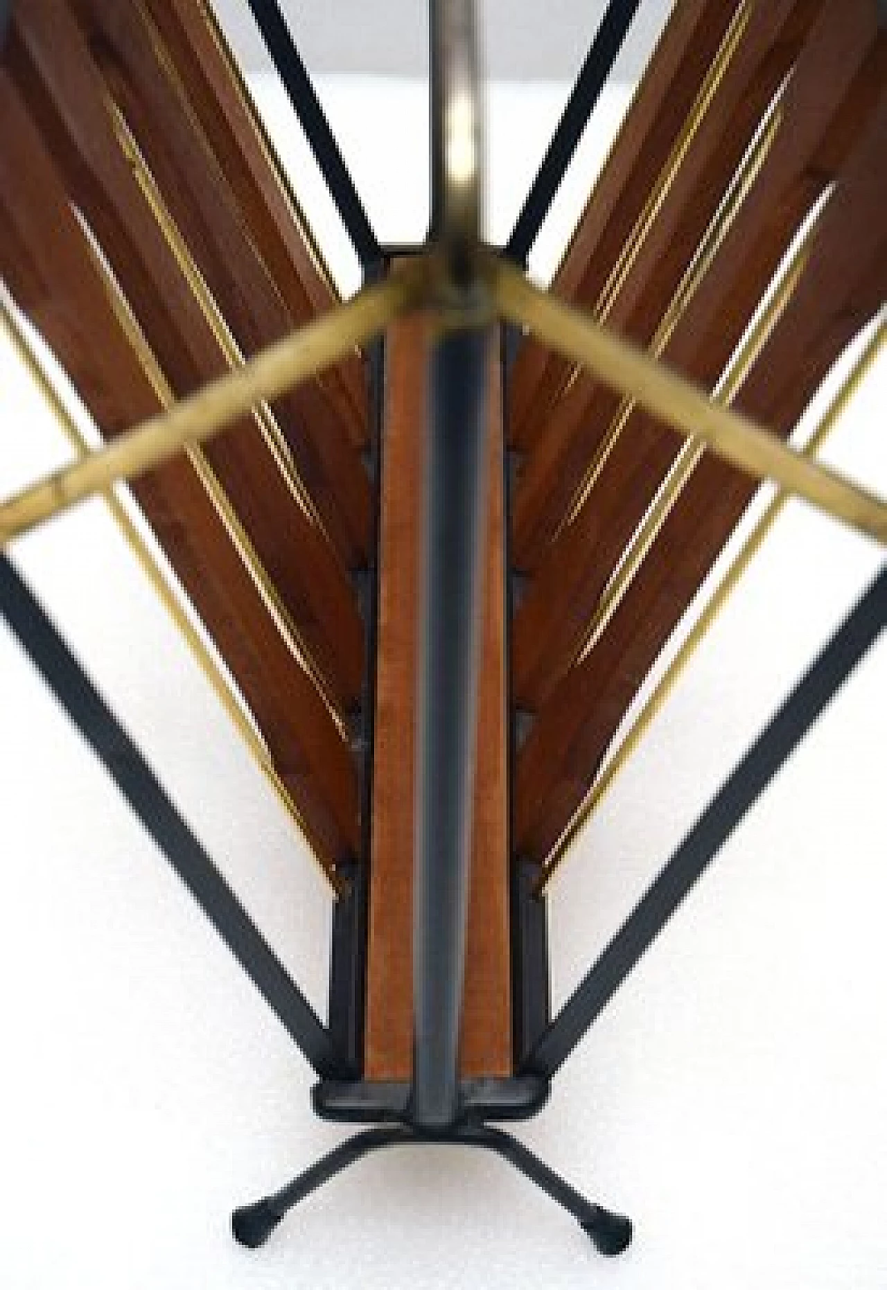 Teak and brass folding magazine rack, 1950s 1480571