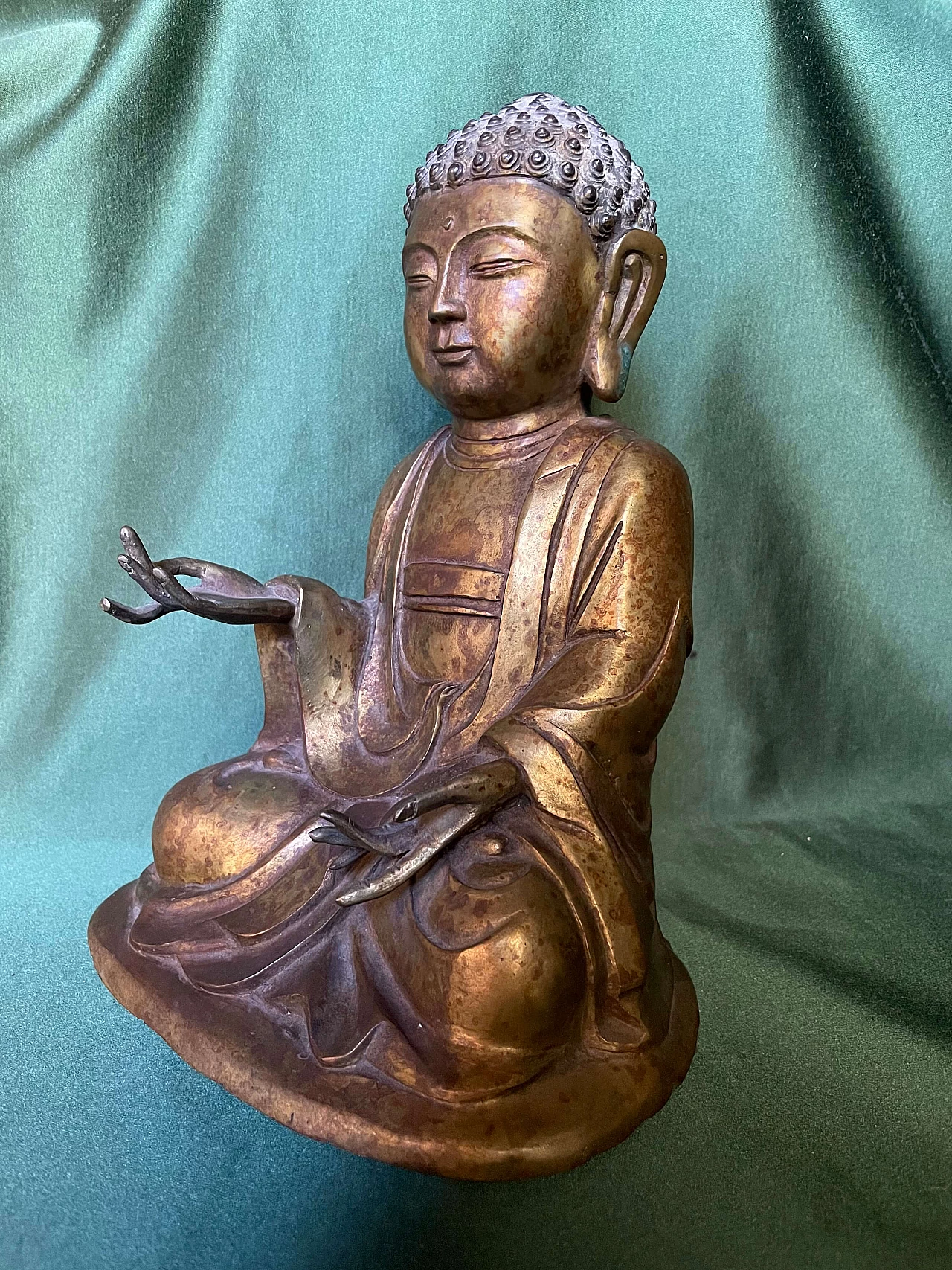 Scultura di Buddha seduto in bronzo, '800 1480840