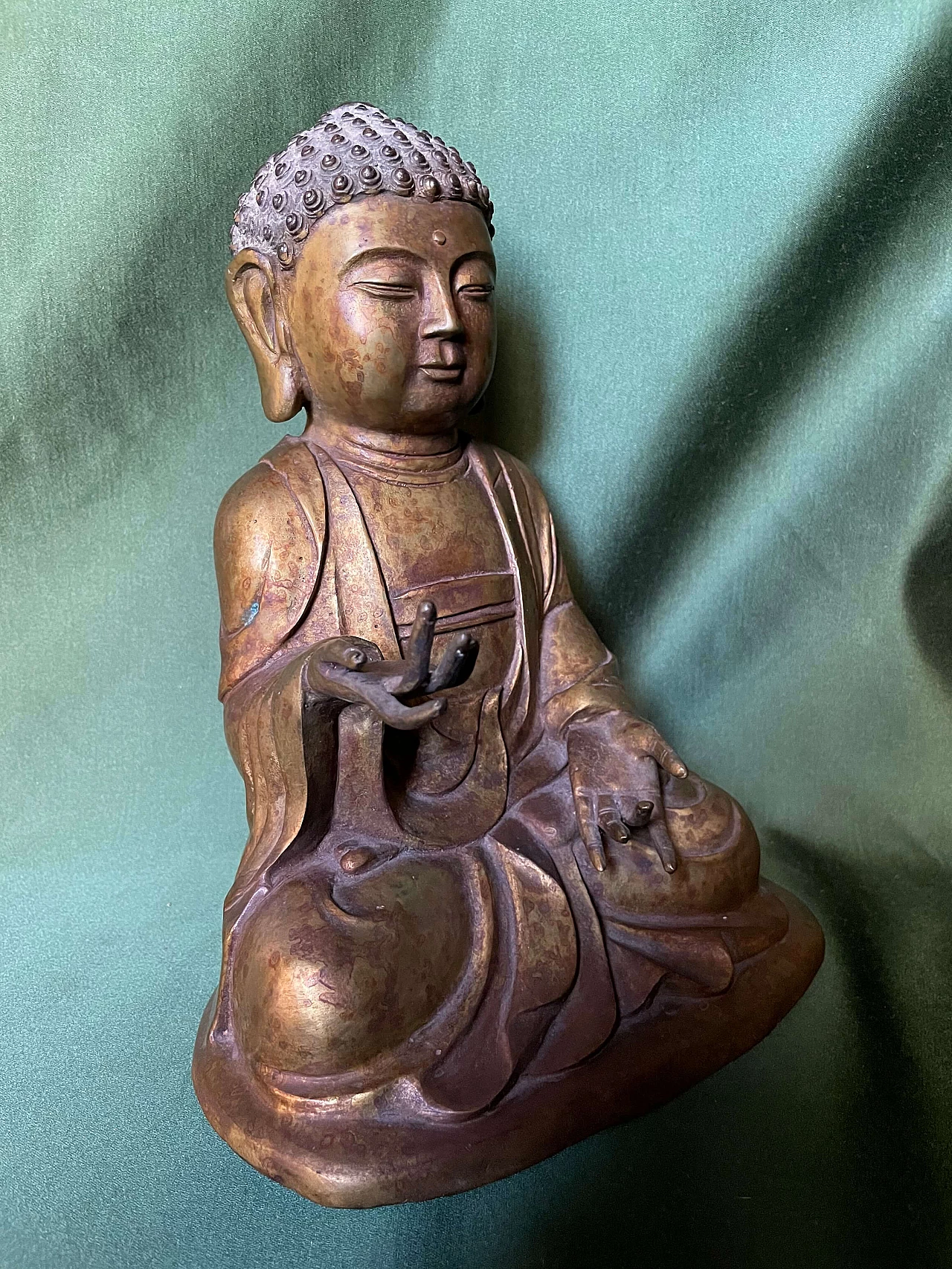 Scultura di Buddha seduto in bronzo, '800 1480843