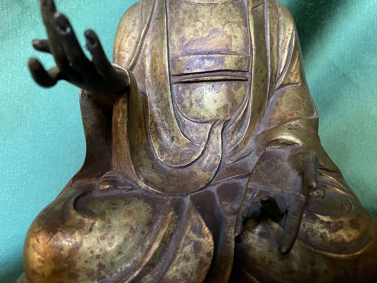 Scultura di Buddha seduto in bronzo, '800 1480845