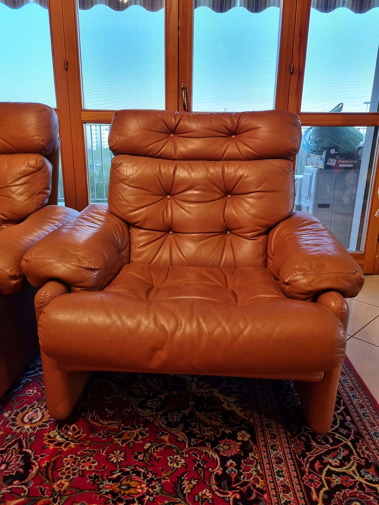 Pair of Coronado leather armchairs B&B Italia by Tobia Scarpa, 1960s 1480907