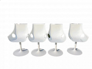 4 PVC and metal swivel armchairs, 1980s