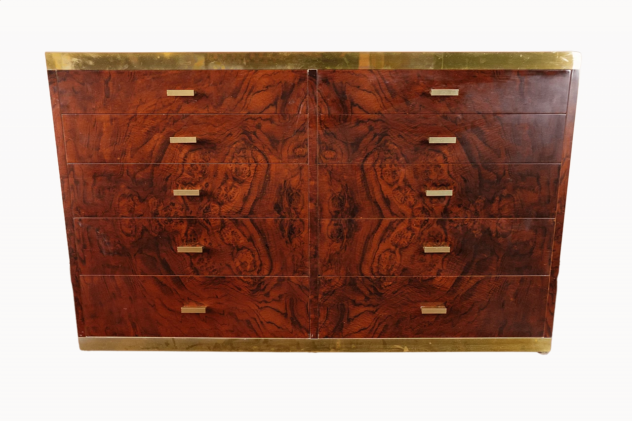 Burlwood and brass chest of drawers by Willy Rizzo, 1970s 1481100