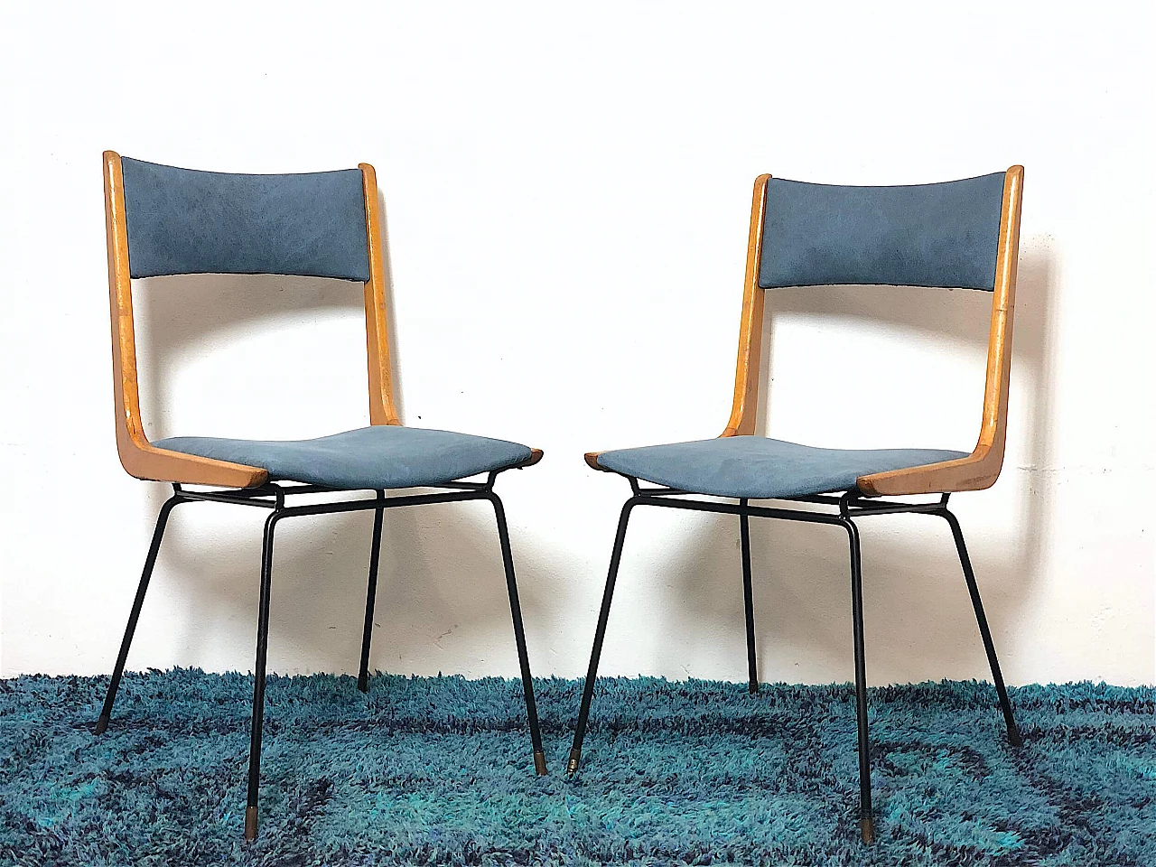 Pair of Boomerang chairs by Carlo De Carli, 1950s 1481108