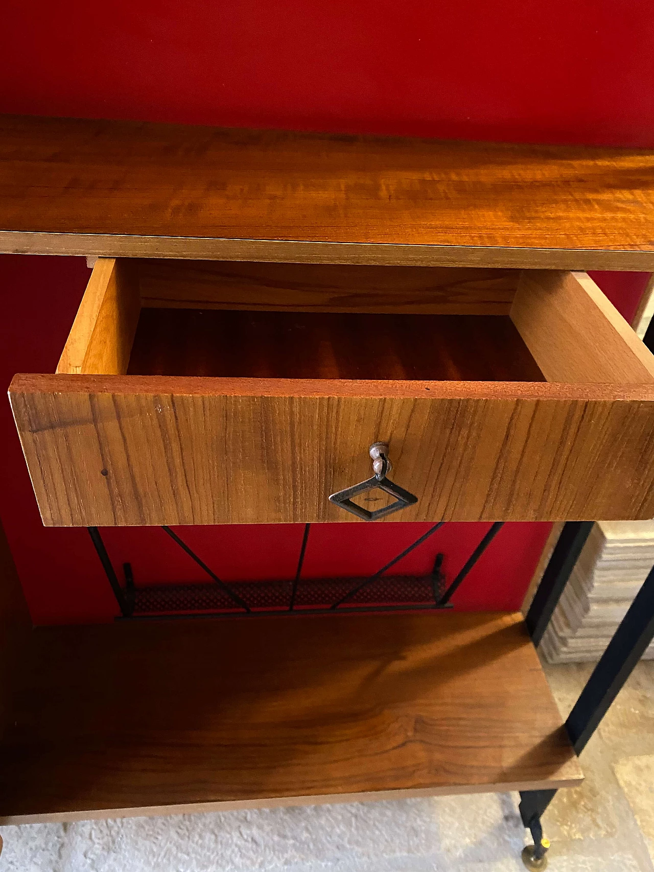 Appendiabiti con pannello scorrevole con stampa originale, anni '60 6