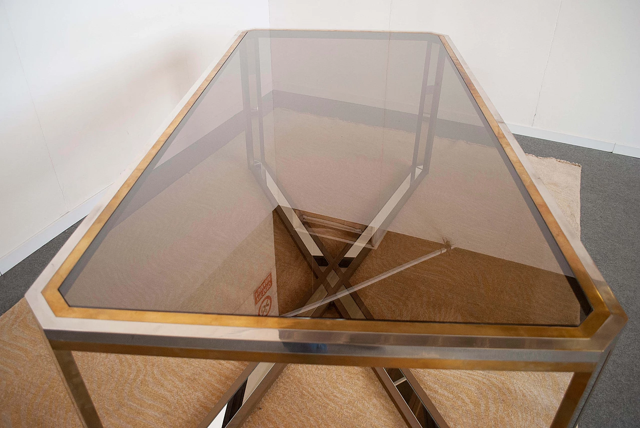 Table in steel, brass and mirror by Romeo Rega, 70s 1220256