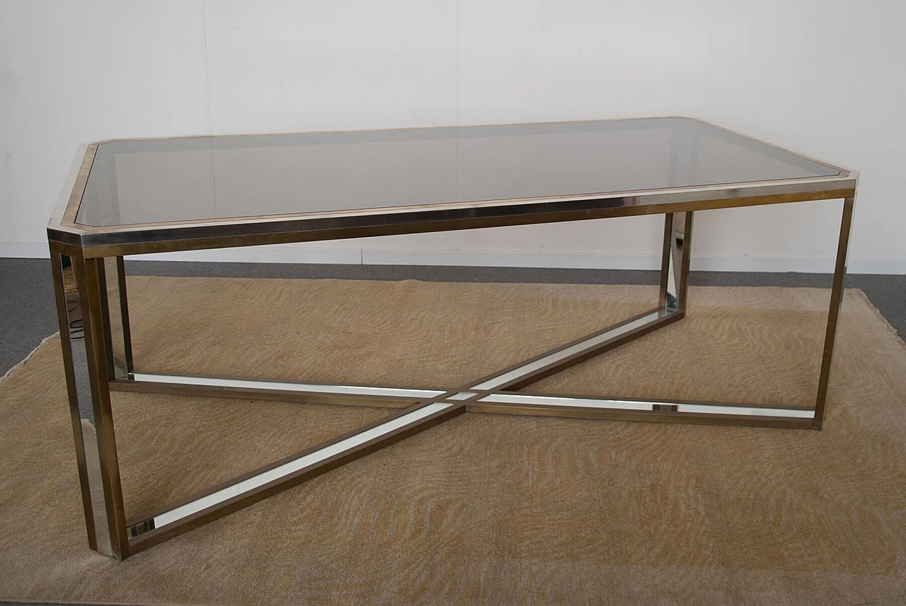 Table in steel, brass and mirror by Romeo Rega, 70s 1220260