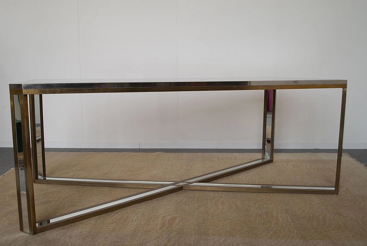 Table in steel, brass and mirror by Romeo Rega, 70s 1220261