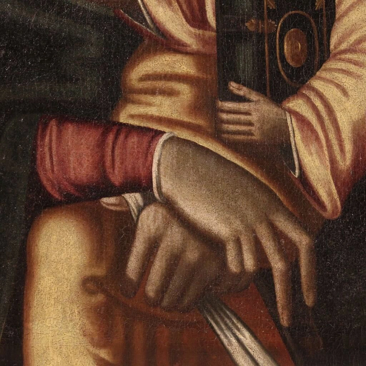 Madonna con bambino, dipinto olio su tela in stile bizantino, '800 2