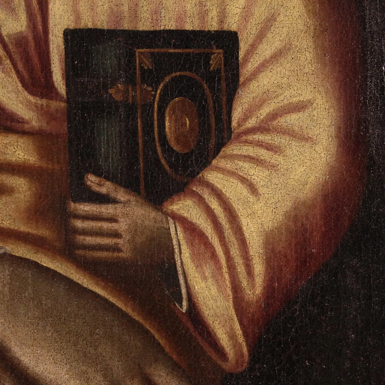 Madonna con bambino, dipinto olio su tela in stile bizantino, '800 6