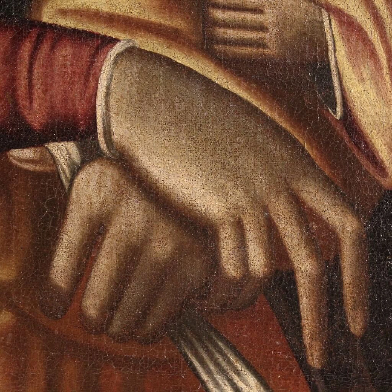 Madonna con bambino, dipinto olio su tela in stile bizantino, '800 9