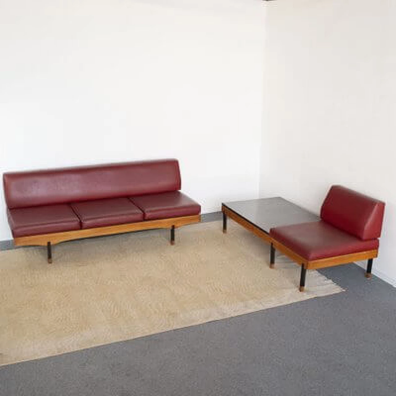 Sofa bed with coffee table and armchair, 1960s 1481367