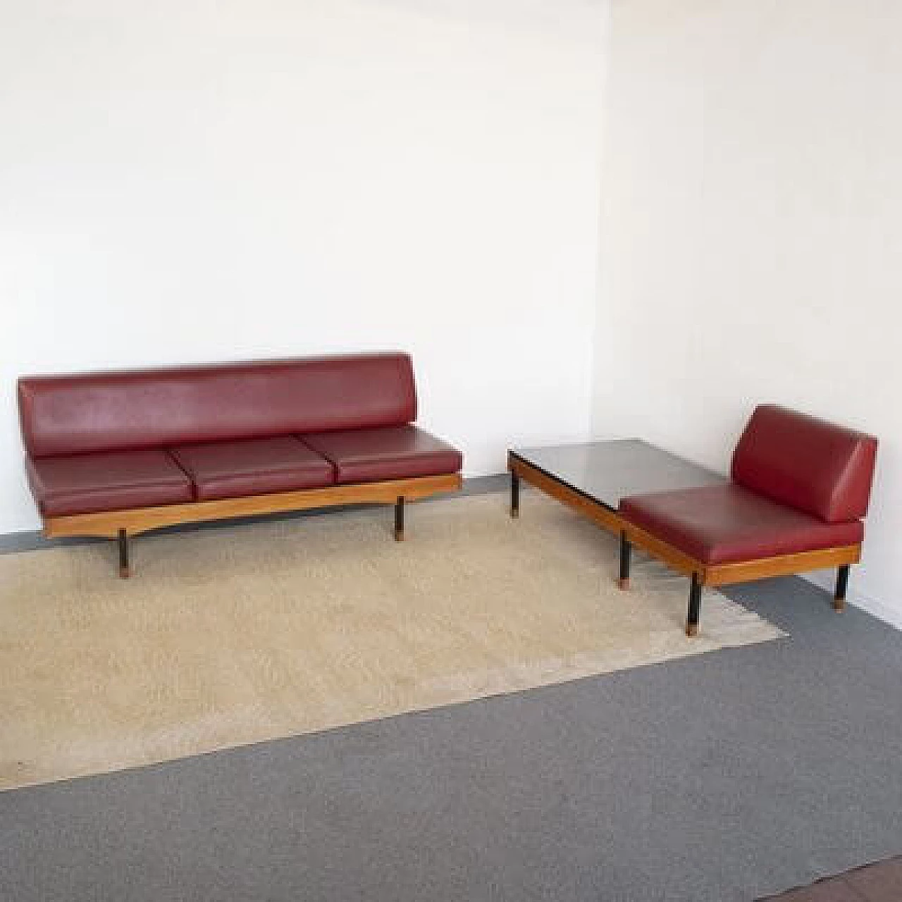 Sofa bed with coffee table and armchair, 1960s 1481379
