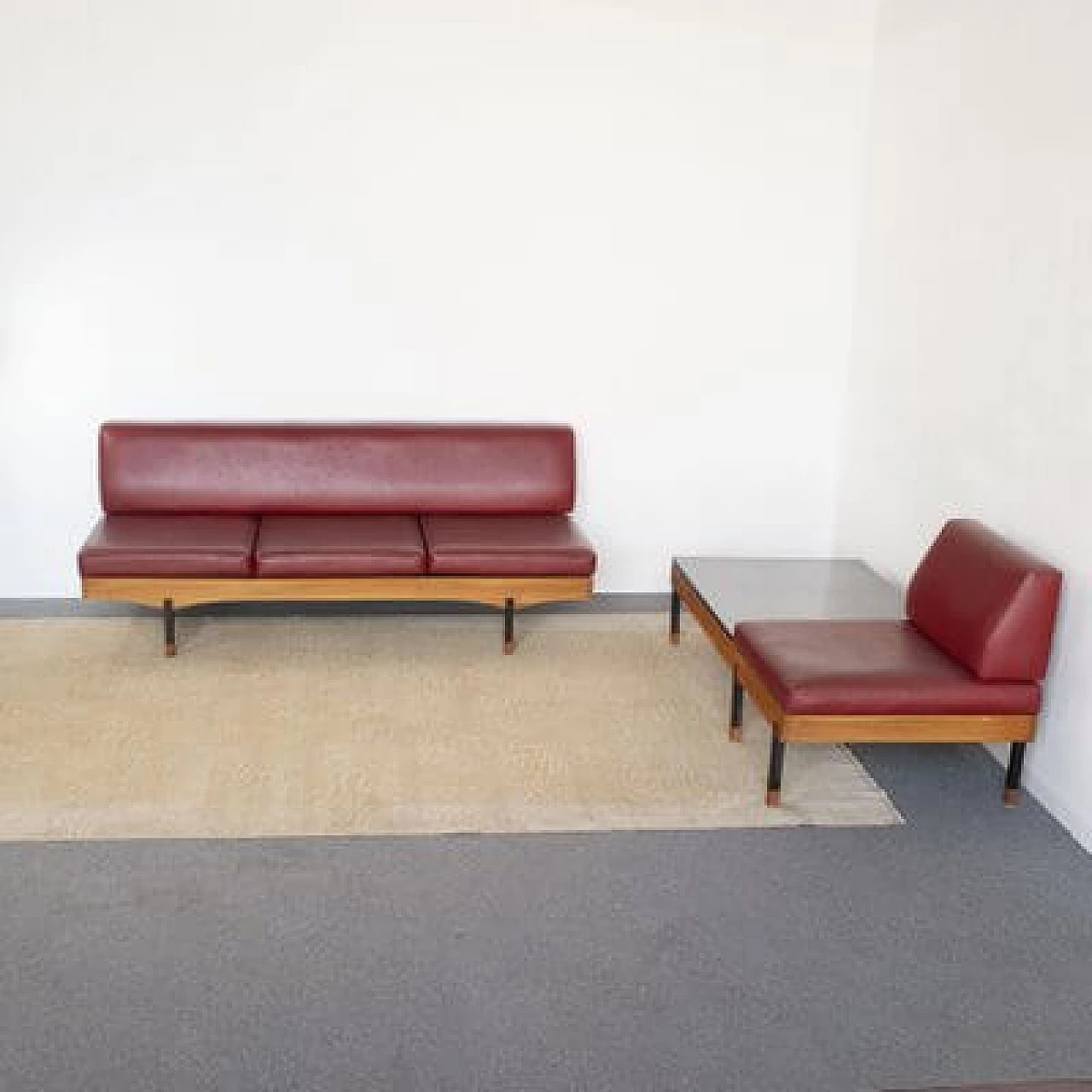 Sofa bed with coffee table and armchair, 1960s 1481381