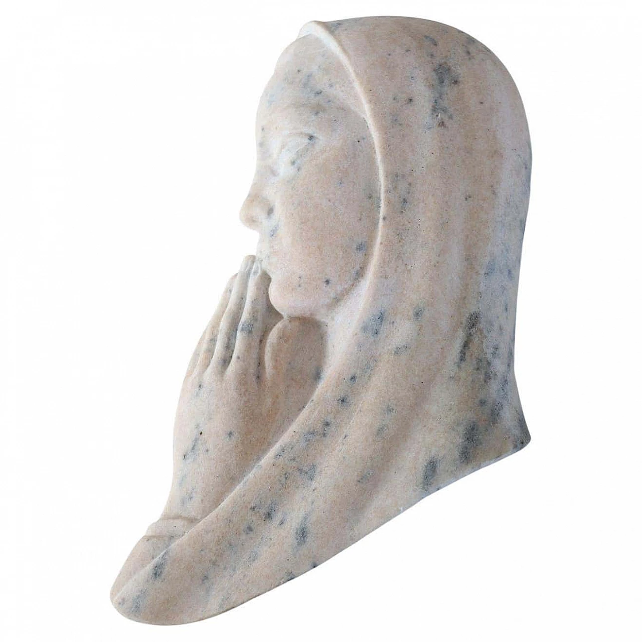 Art Deco sculpture of Mary in pink marble, 1930s 1