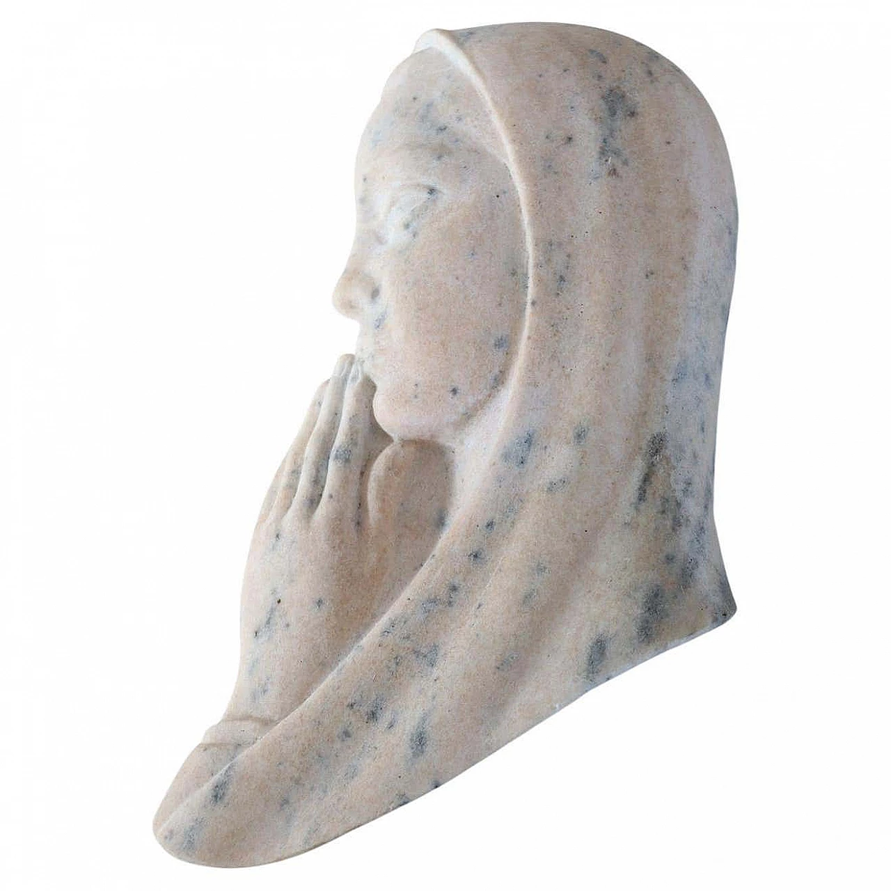 Scultura di Maria in stile Art Déco in marmo rosa, anni '30 1