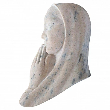 Art Deco sculpture of Mary in pink marble, 1930s