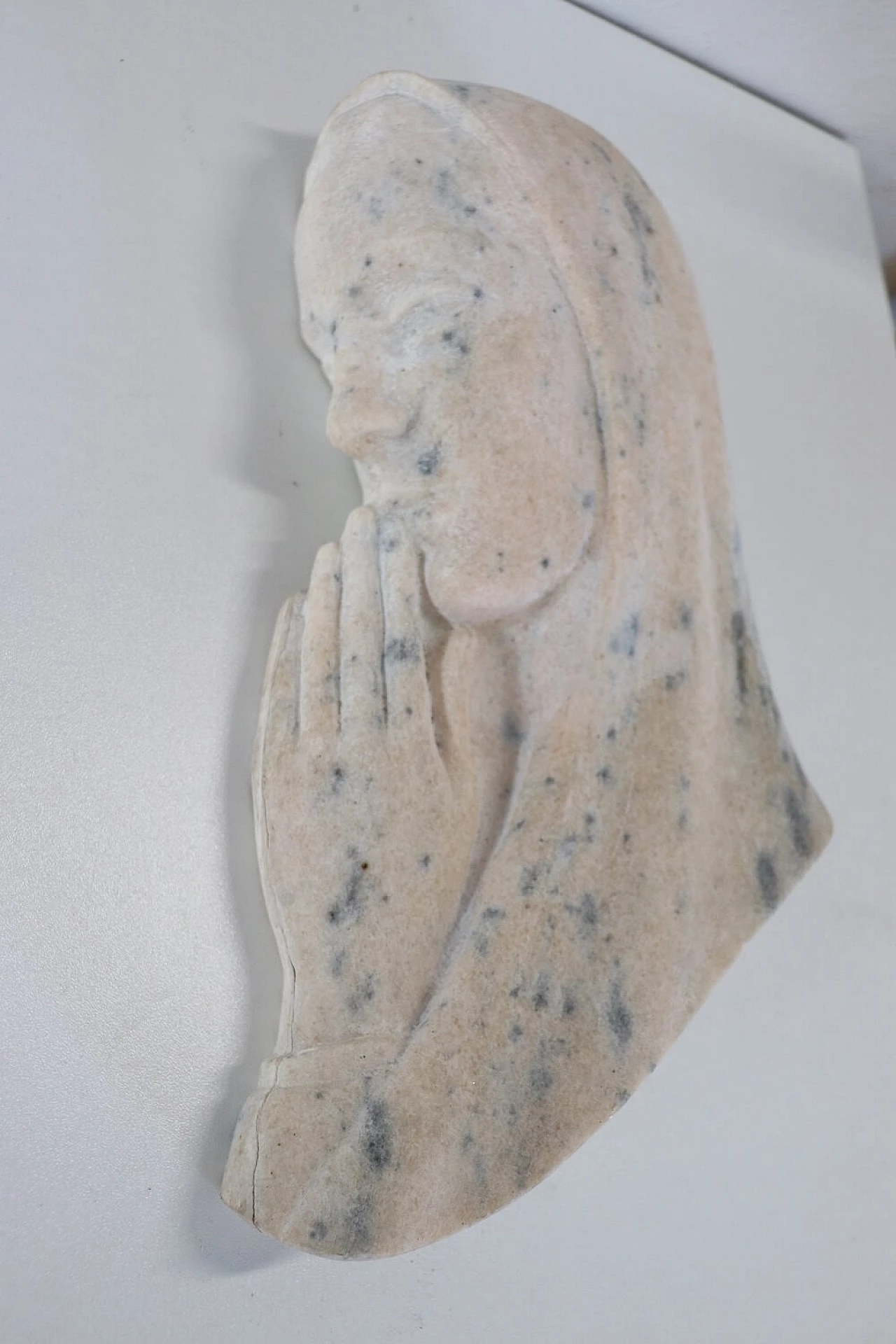Art Deco sculpture of Mary in pink marble, 1930s 2
