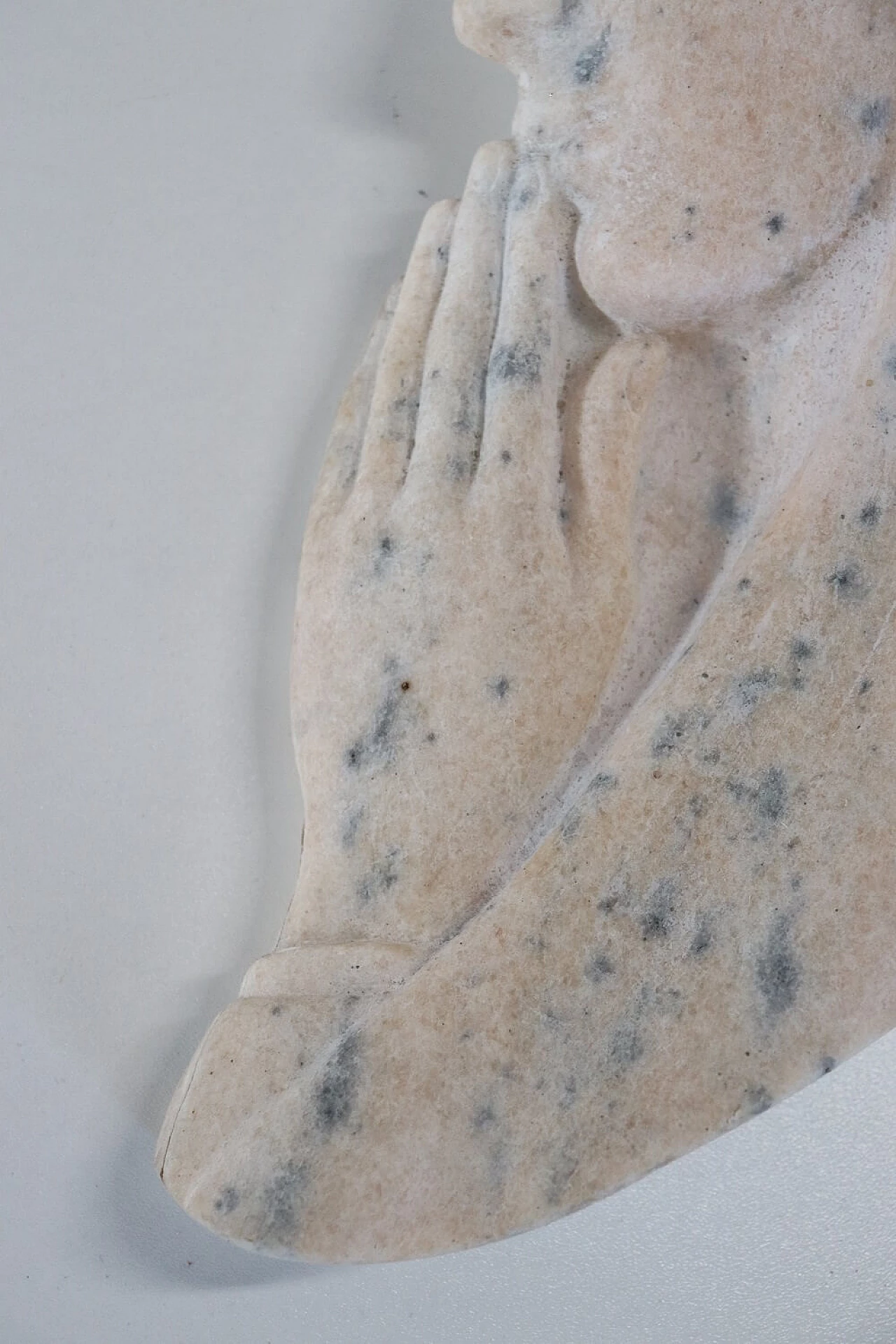 Art Deco sculpture of Mary in pink marble, 1930s 7