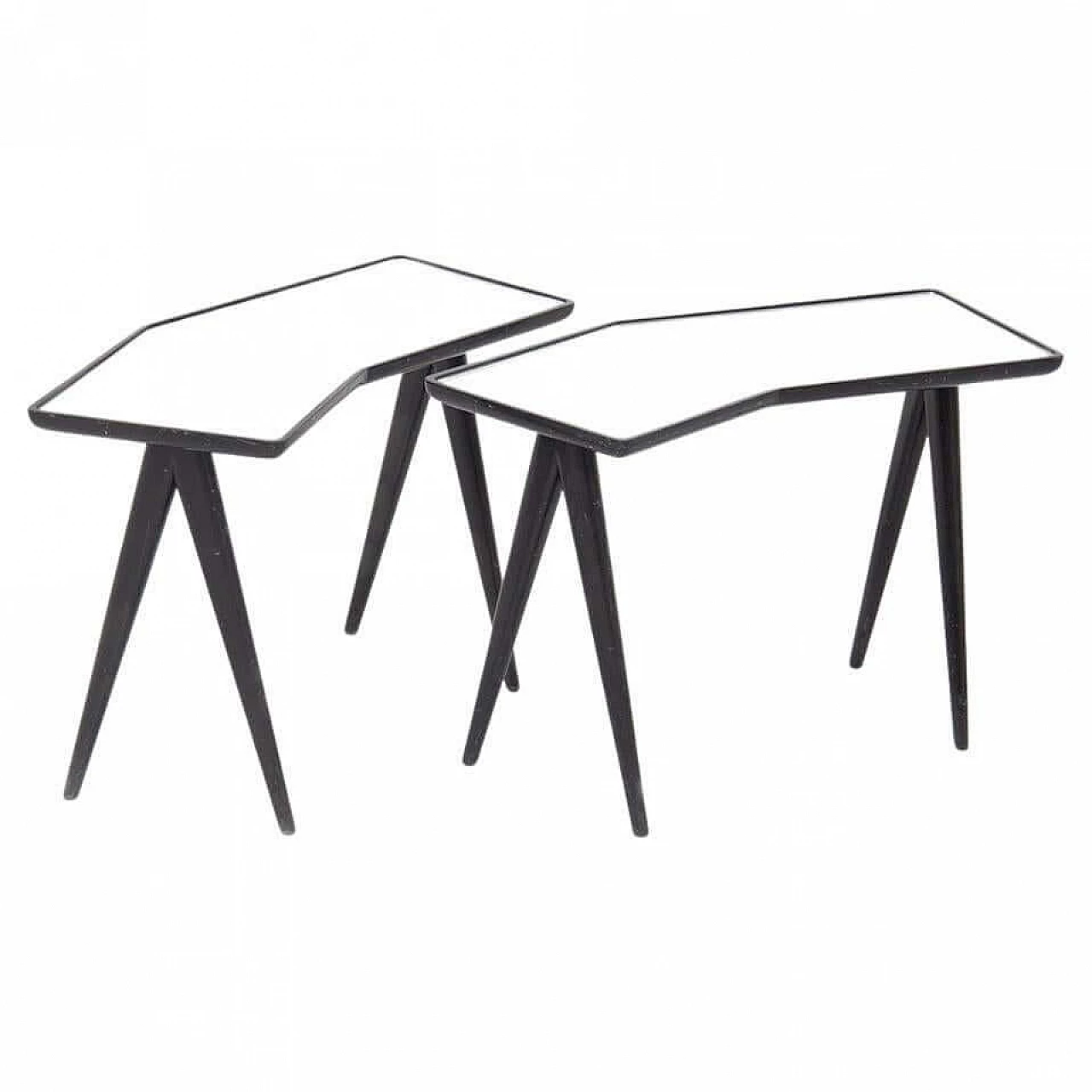 Pair of small tables in black wood by Gio Ponti for Fontana Arte, 1950s 9