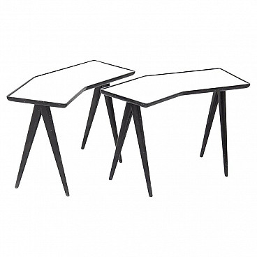 Pair of small tables in black wood by Gio Ponti for Fontana Arte, 1950s