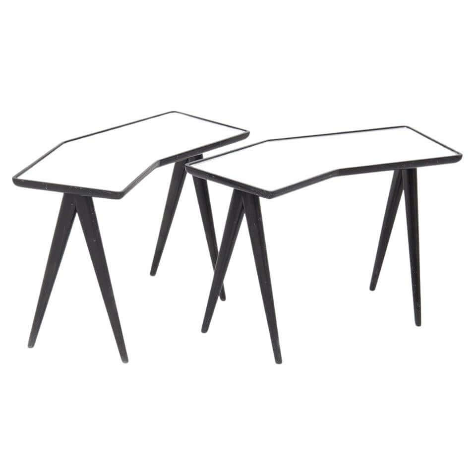 Pair of small tables in black wood by Gio Ponti for Fontana Arte, 1950s