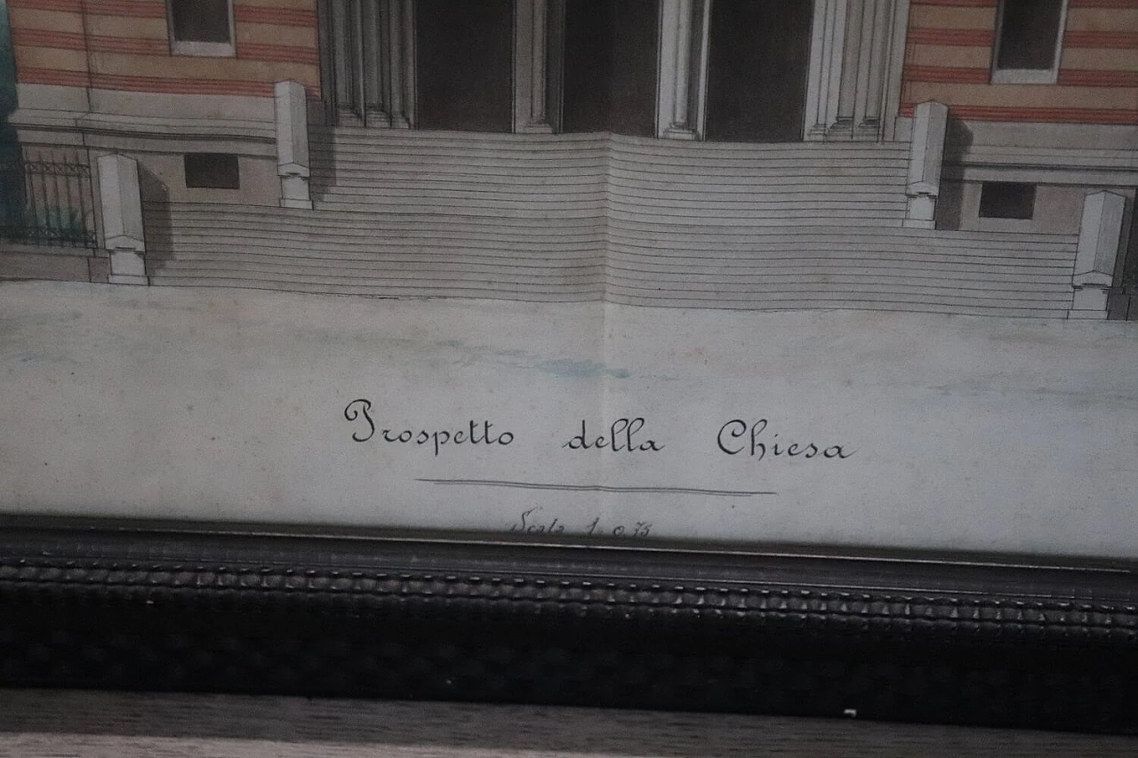 Coppia di prospetti architettonici acquarellati, anni '20 3