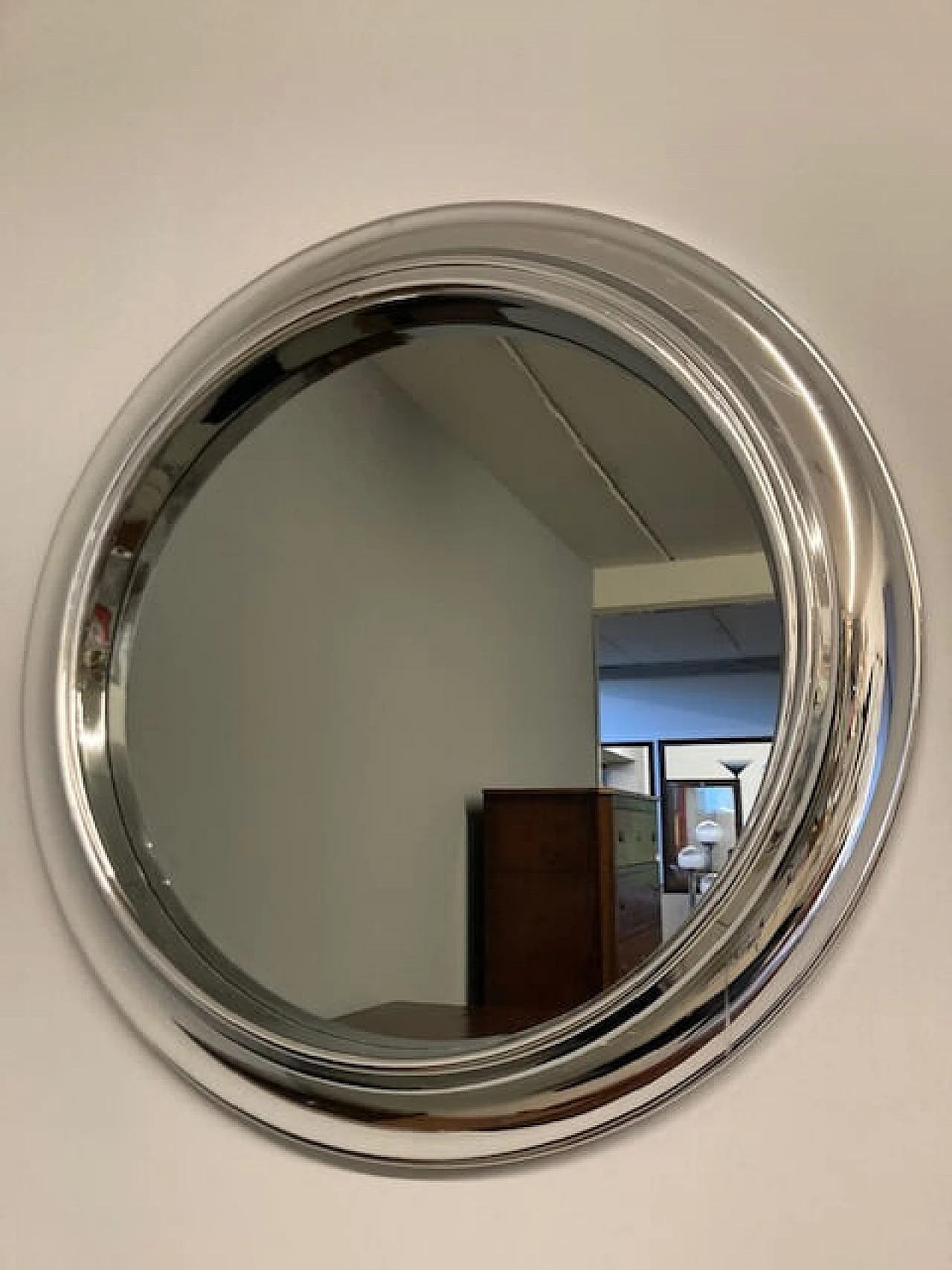 Specchio cromato con cornice cromata, anni '60 1