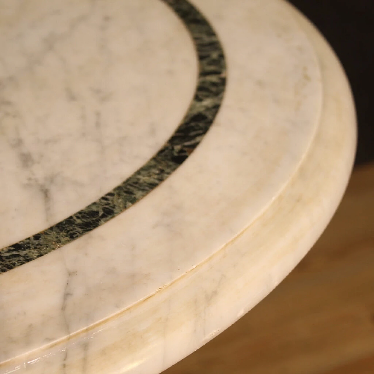 Tavolino in ferro con piano in marmo intarsiato, anni '60 2