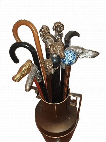 9 Walking sticks with silver handles, 1980s