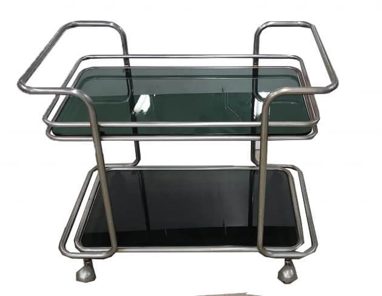 Trolley in smoked glass and chrome-plated metal, 1970s 2