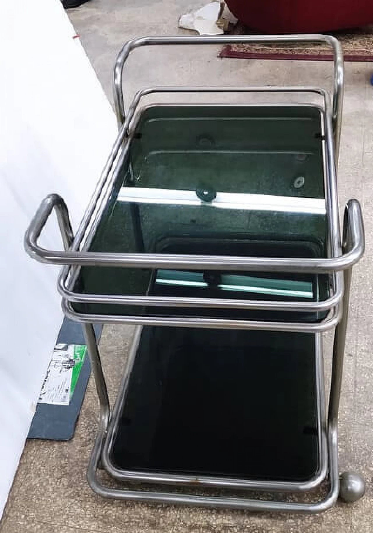 Trolley in smoked glass and chrome-plated metal, 1970s 9