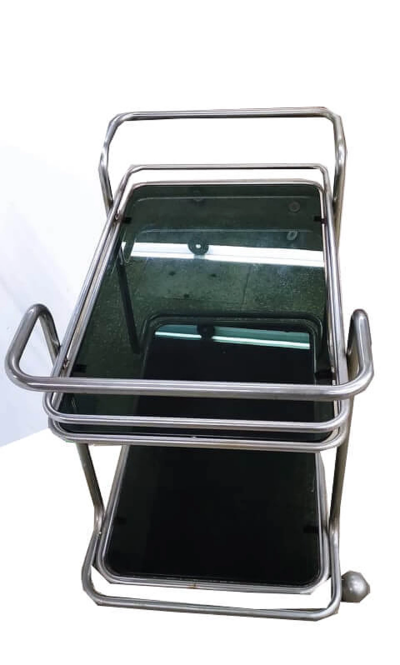 Trolley in smoked glass and chrome-plated metal, 1970s 11
