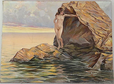 Oil on canvas Maiden on the rocks by Collina, 1930s
