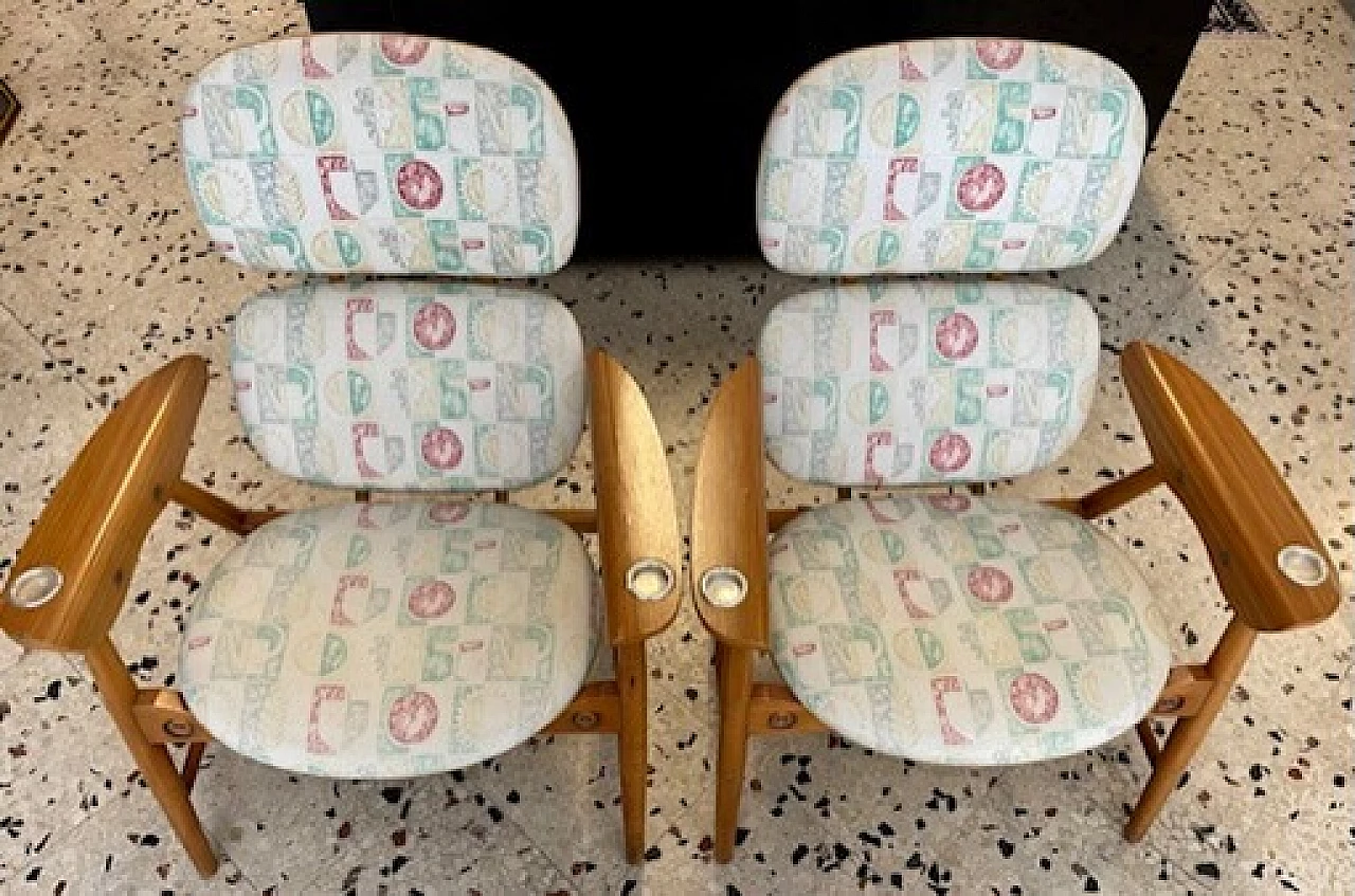 Divano e coppia di poltrone di Zanuso per Poltronova con tessuto Estate di Gio Ponti, anni '50 1110560