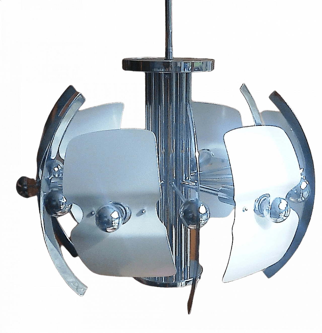 6-Light metal chandelier, 1970s 1477365