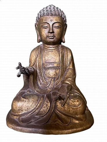 Scultura di Buddha seduto in bronzo, '800