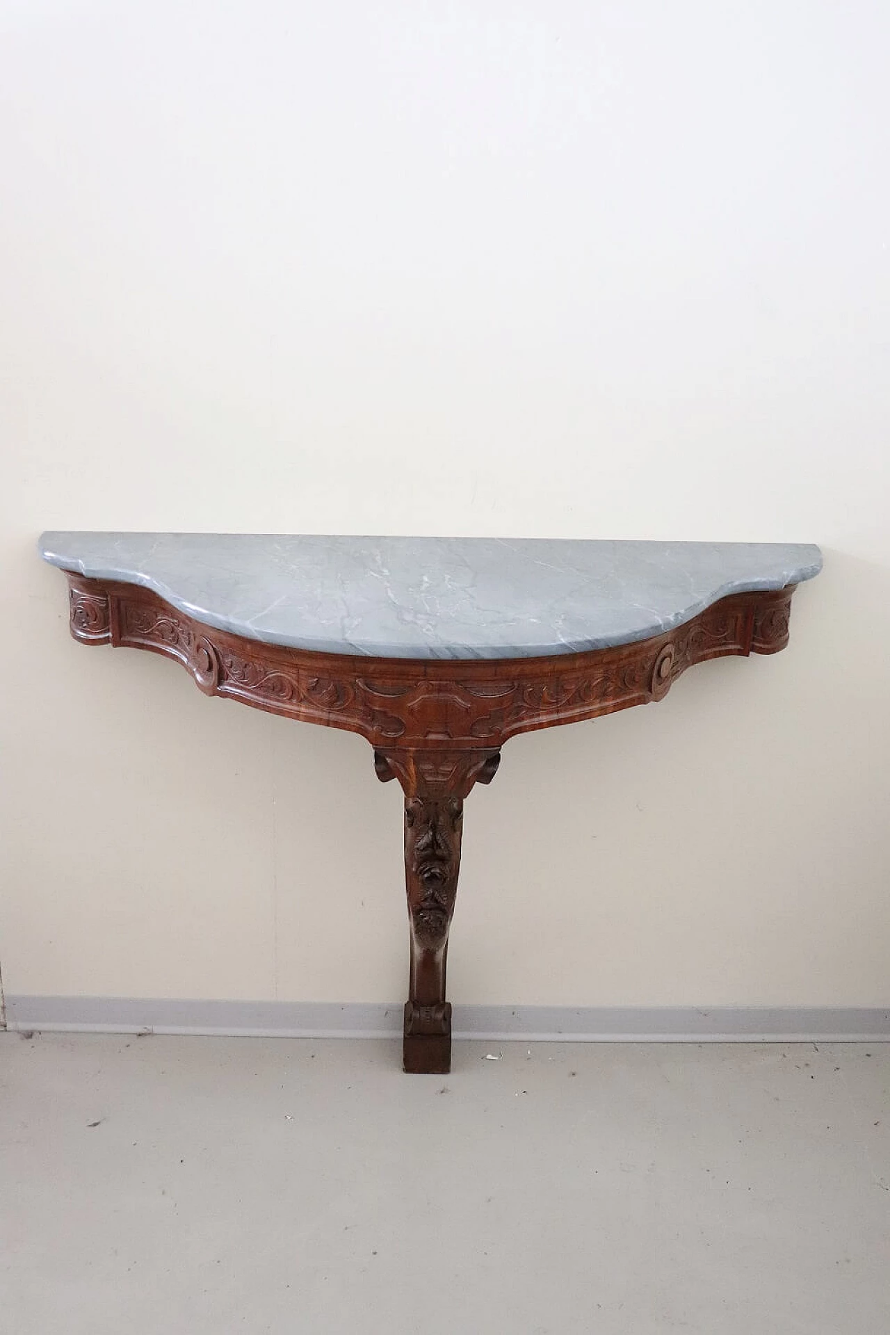 Carved mahogany console table with marble top, 19th century 3