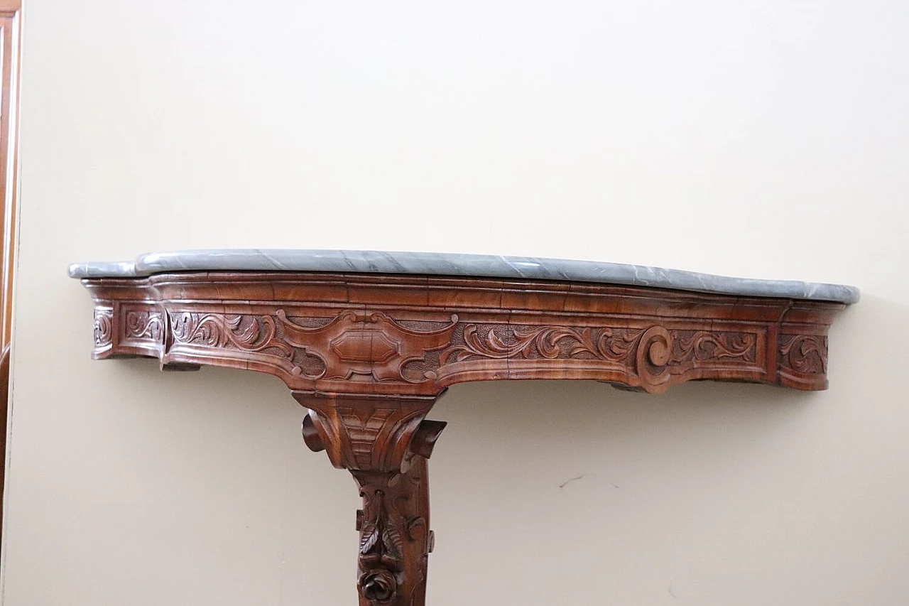 Carved mahogany console table with marble top, 19th century 4