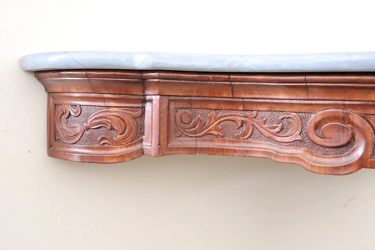 Carved mahogany console table with marble top, 19th century 6