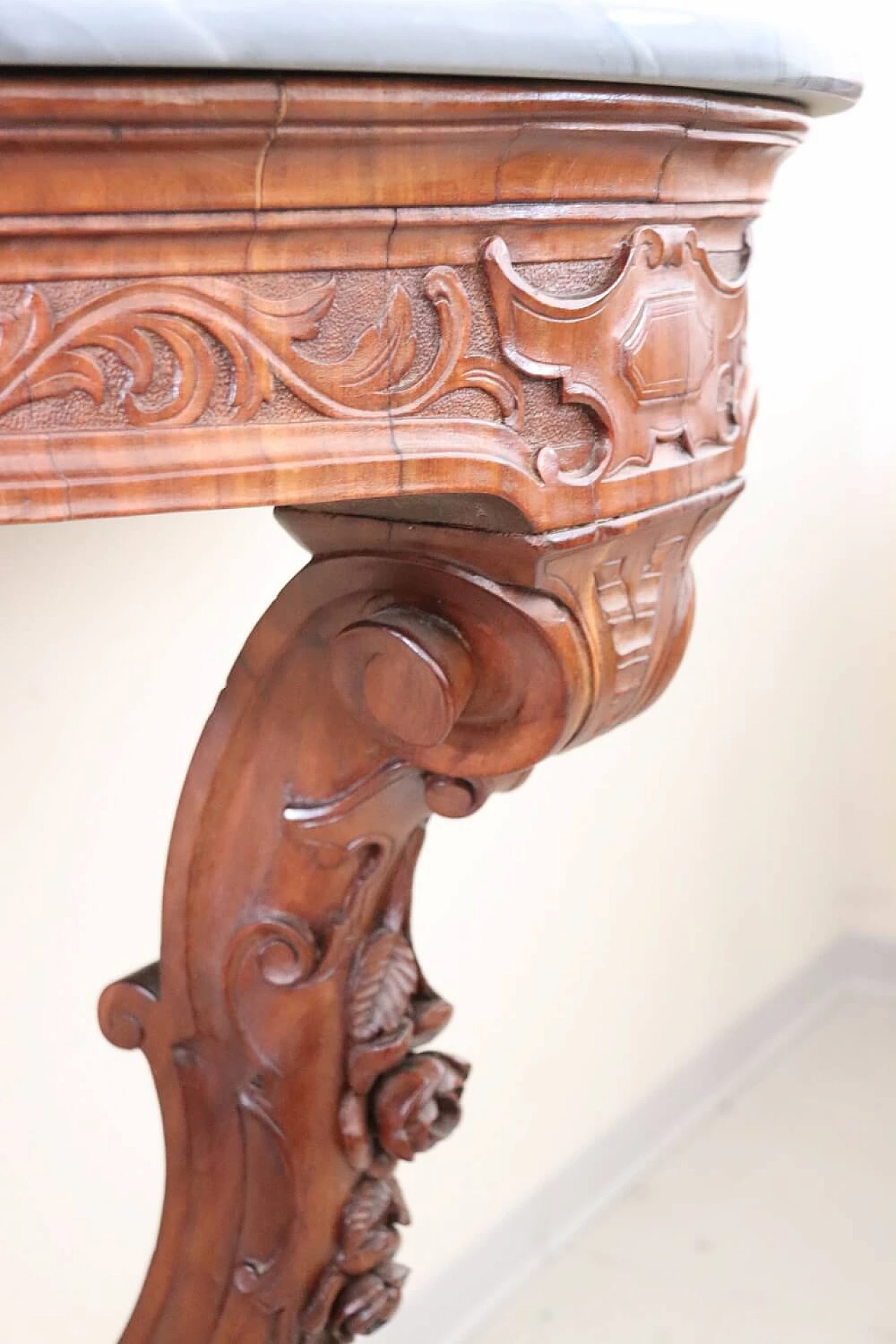 Carved mahogany console table with marble top, 19th century 7