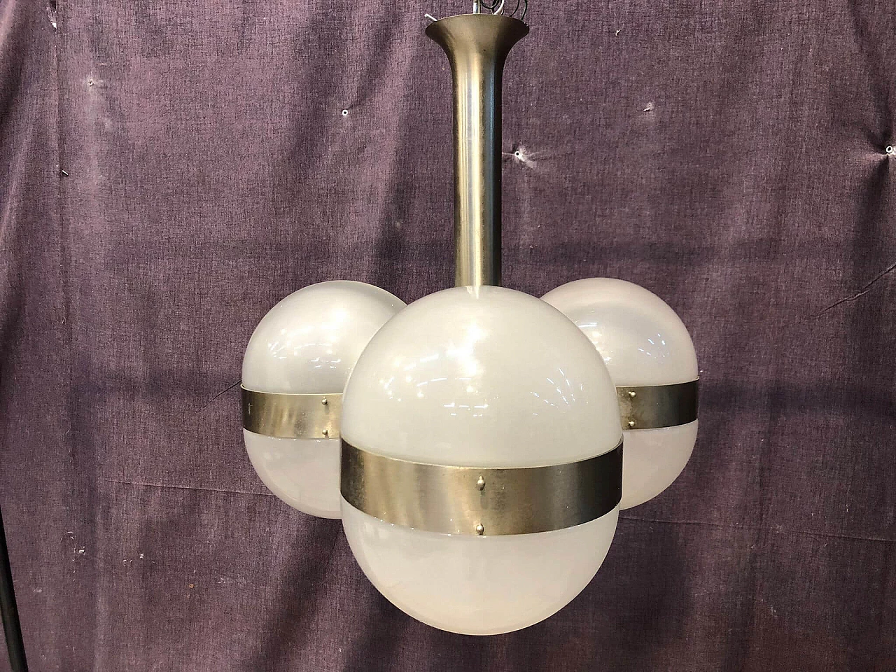 Chromed metal and glass chandelier by Sergio Mazza for Artemide, 1960s 1